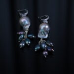 Grey Baroque Peacock Pearl Pendant Jewelry Set