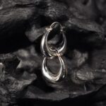 Chunky Polished Silver Crescent Hoop Earings