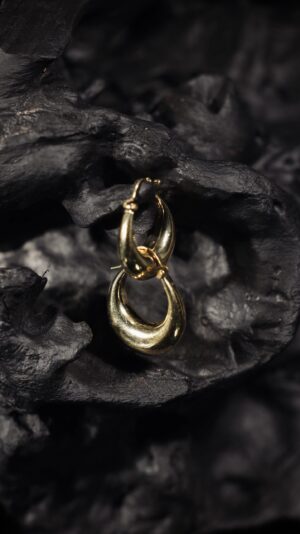 Chunky Polished Gold Crescent Hoop Earings