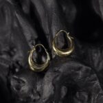 Chunky Polished Gold Crescent Hoop Earings