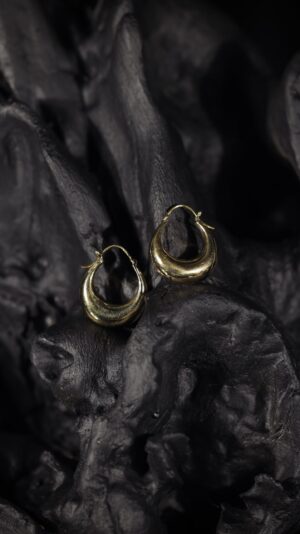 Chunky Polished Gold Crescent Hoop Earings