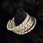 Cream Bone Silver Crescent Choker Necklace