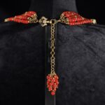 Red Coral Bronze Cross Statement Jewelry Set
