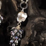 Grey Baroque Peacock Pearl Pendant Jewelry Set