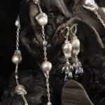 Grey Baroque Peacock Pearl Pendant Jewelry Set