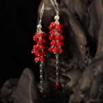 Red Coral Golden Bead Multi-Tier Necklace Set