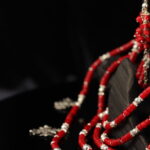 Red Coral Golden Bead Multi-Tier Necklace Set