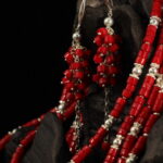Red Coral Golden Bead Multi-Tier Necklace Set