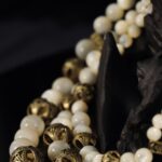 Cream Mother-of-Pearl Gold Filigree Jewelry Set