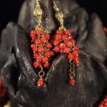 Red Coral Bronze Cross Statement Jewelry Set