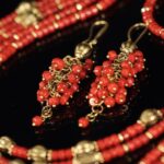 Red Coral Bronze Cross Statement Jewelry Set