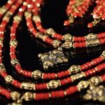 Red Coral Bronze Cross Statement Jewelry Set