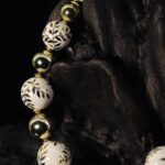 Ivory Floral Bead Gold Statement Necklace