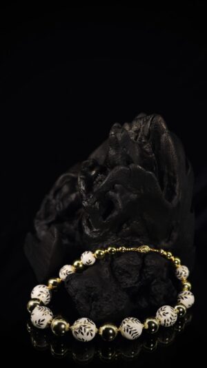 Ivory Floral Bead Gold Statement Necklace