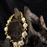 Ivory Floral Bead Gold Statement Necklace