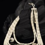 Cream Bone Silver Crescent Choker Necklace