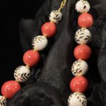 Crimson Coral Folk Cross Choker Necklace