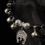 Black Onyx Silver Crescent Choker Necklace