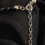 Black Onyx Silver Crescent Choker Necklace