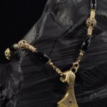 Black Onyx Gold Perun Axe Pendant