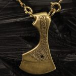 Black Onyx Gold Perun Axe Pendant