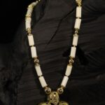Cream Bone Gold Cross Choker Necklace