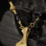 Black Onyx Gold Perun Axe Pendant