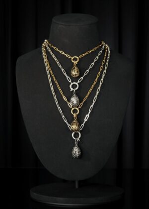 Layered Filigree Egg Chain Necklace Elegant Vintage