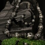 Lava Stone Silver Filigree Statement Necklace