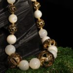 White Pearl Gold Filigree Statement Jewelry Set