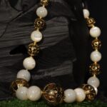 White Pearl Gold Filigree Statement Jewelry Set