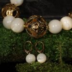 White Pearl Gold Filigree Statement Jewelry Set