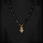 Black Onyx Gold Cross Pendant Necklace