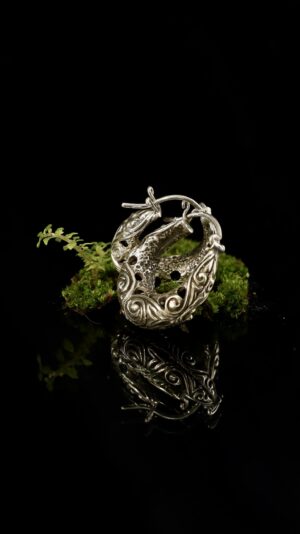 Carved silver earrings — handmade jewelry by Frolov Jewels (view 2)
