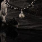 Black Beads Charm Statement Necklace — handmade jewelry by Frolov Jewels (view 2)