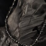 Black Beads Charm Statement Necklace — handmade jewelry by Frolov Jewels (view 3)