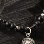 Black Beads Charm Statement Necklace — handmade jewelry by Frolov Jewels (view 4)