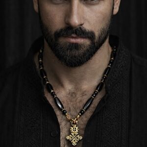 Black Onyx Cross Necklace — handmade jewelry by Frolov Jewels