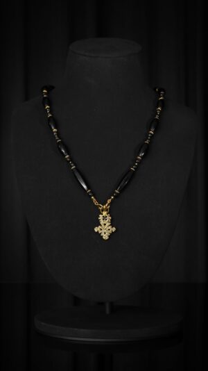 Black Onyx Cross Necklace — handmade jewelry by Frolov Jewels (view 2)