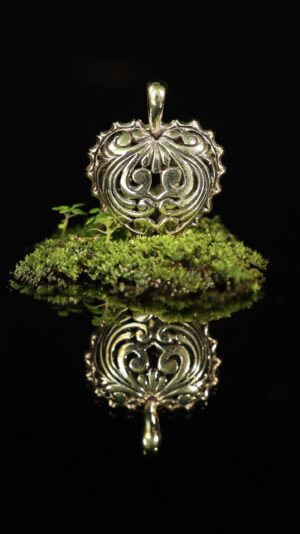 Brass heart pendant — scrollwork — handmade jewelry by Frolov Jewels (view 2)