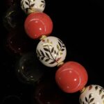 Ceramic necklace with hand-painted gilded and red beads — handmade jewelry by Frolov Jewels (view 5)