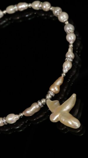 Choker with a pearl cross pendant — handmade jewelry by Frolov Jewels (view 3)