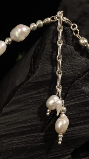 Choker with a pearl cross pendant — handmade jewelry by Frolov Jewels (view 4)