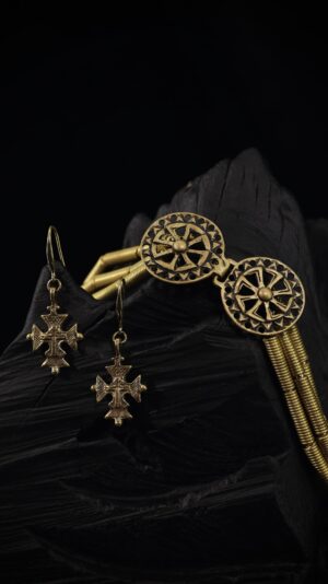 Ethiopian Gold Cross Necklace — handmade jewelry by Frolov Jewels (view 6)