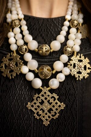 Ethiopian Ivory Cross Necklace — handmade jewelry by Frolov Jewels (view 3)
