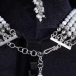 Five-strand necklace of round white corals — handmade jewelry by Frolov Jewels (view 3)