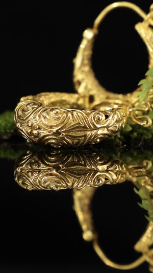 Gold-plated brass earrings — handmade jewelry by Frolov Jewels (view 2)
