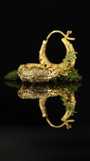 Gold-plated brass earrings — handmade jewelry by Frolov Jewels (view 3)