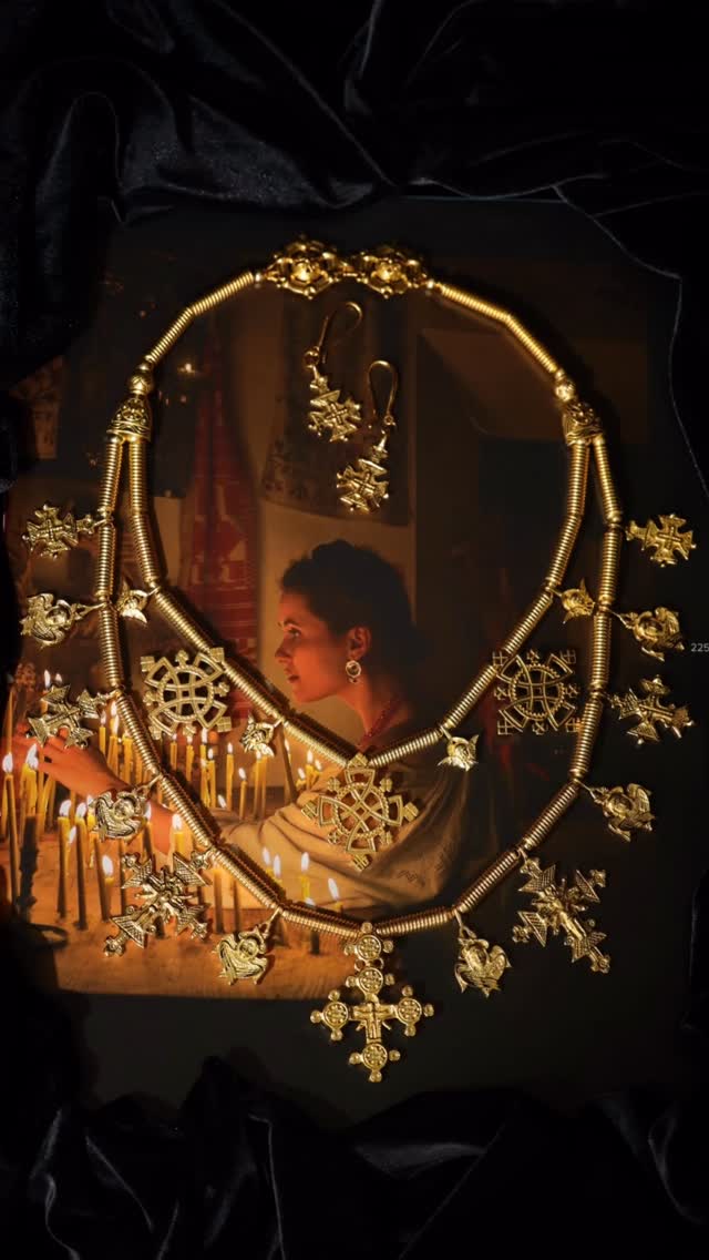 Gold-plated zgarda set — handmade jewelry by Frolov Jewels