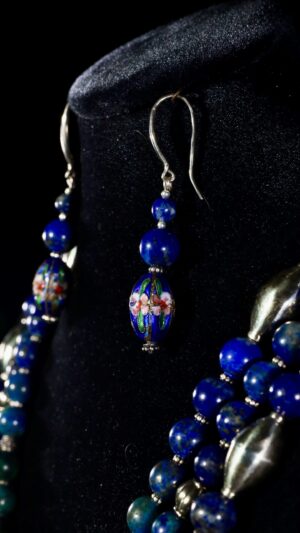 Lapis lazuli necklace with a vintage Tibetan pendant — handmade jewelry by Frolov Jewels (view 5)